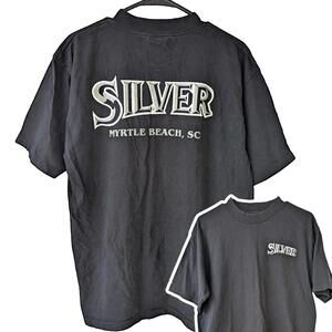 Vintage 90s AllSport Single Stitch Silver Myrtle Beach Tee L Black USA Travel